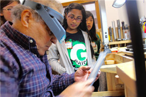 Students learned how to polish and make jewelry. 